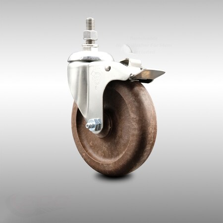 Service Caster 5 Inch 316SS High Temp Glass Filled Nylon 1/2 Inch Stem Caster Total Lock Brake SCC-SS316TSTTL20S514-GFNSHT-121315